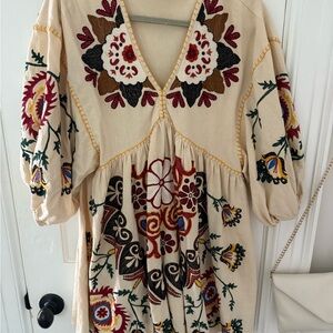 Zara Multicolor Embroidered Mini Dress